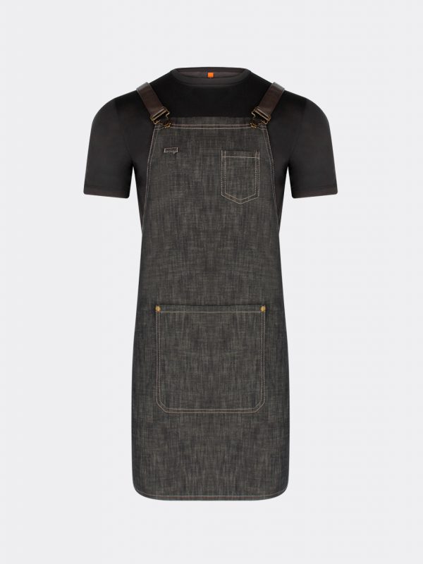 Cafe uniform with denim apron