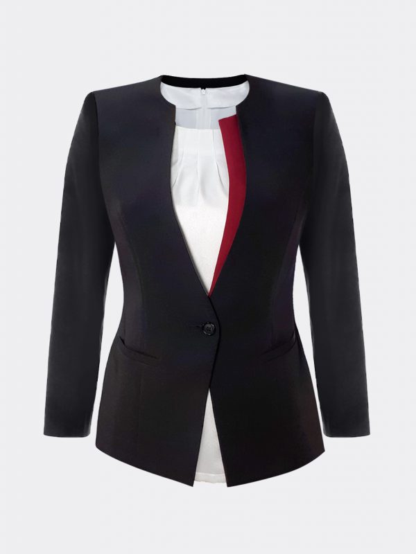 Collarless Business Suit Jacket work wear